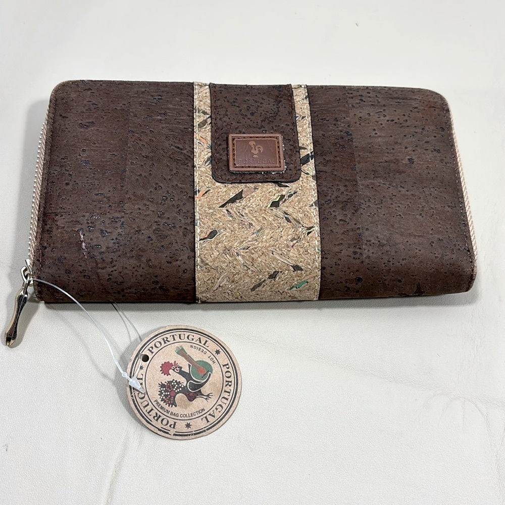 NWT Premium bag collection, Portugal large size wallet in two tone brown​​​​​​​